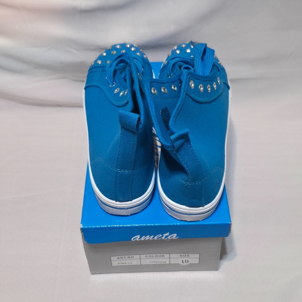 Ameta Girls Blue High Top with Rhinestone Lace Up Shoes Size 10 NWT‎ - Picture 4 of 6